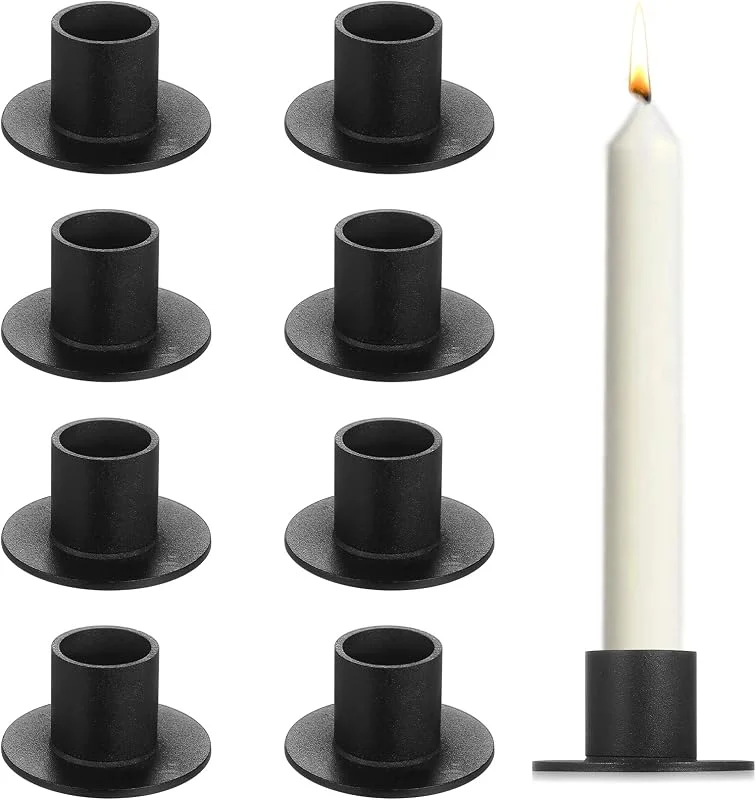 BOJIUKEJI 8 Pcs Candelabros para Velas de Metal Negro, Portavelas Metal Negro, Candelabros Cónicos Vintage Redondos Decorativos Retro para Bodas, San Valentín, Fiestas, Navidad, Acción de Gracias — Cena a la luz de velas