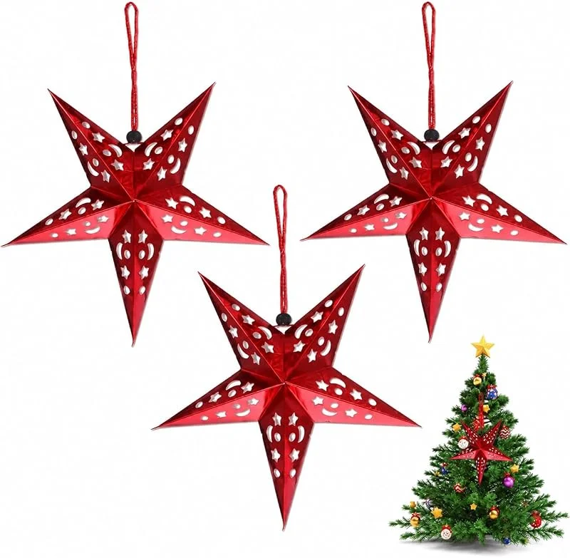 LAQWYNKB Colgante Estrella 3D de Papel de 45 cm para Navidad, Decoración Estrella de 7 Puntas Reutilizable con Cuerda, Adorno para Árbol, Pared, Ventana, Techo, Fiestas y Eventos Especiales — Decoracion Navidad