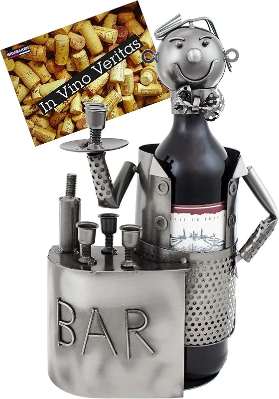 Visita la tienda de BRUBAKER BRUBAKER Soporte para botellas de vino con escultura de metal con tarjeta de regalo — Vino y mesa festiva