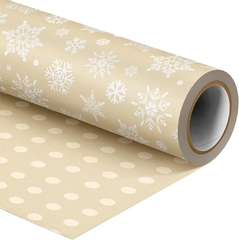 Visita la tienda de SHUCHING SHUCHING Papel de Regalo Navidad Rollo Copos de Nieve Blancos-43cm x 10m — Envoltorio regalo