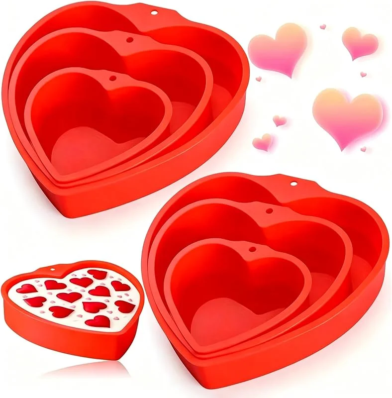 JDH Silicone Molde Silicona Forma Corazón Repostería, Apto Horno para Tarta, Bizcocho, Mousse, Tarta Queso y Cumpleaños, Moule à Gâteau Cœur — Hogar y cocina
