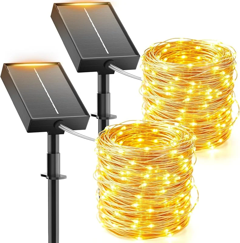 Giliwosy Guirnaldas Luces Exterior Solar 2 Packs, Luces Solares LED Exterior Jardín — Luces Navidad