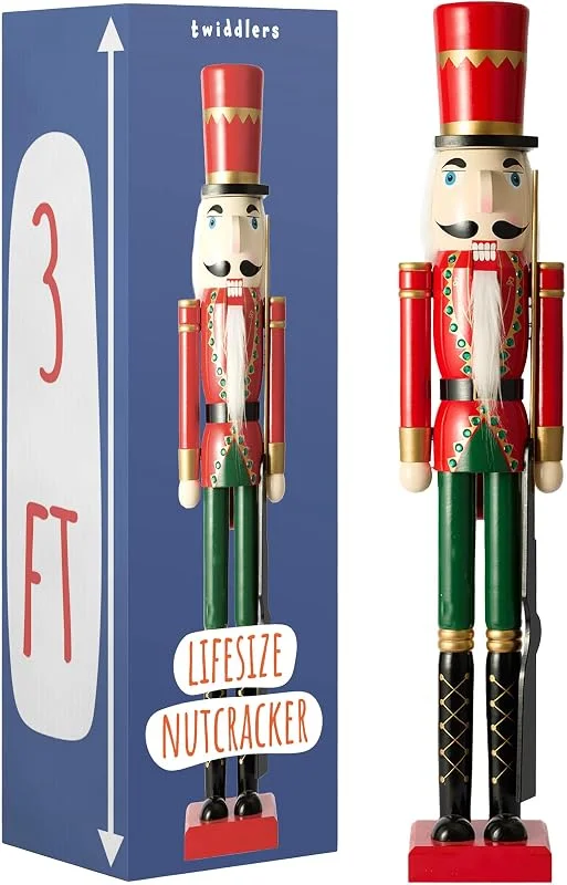 Visita la tienda de THE TWIDDLERS THE TWIDDLERS Cascanueces Navidad Grande 90 cm, Soldado de Madera — Decoracion Navidad