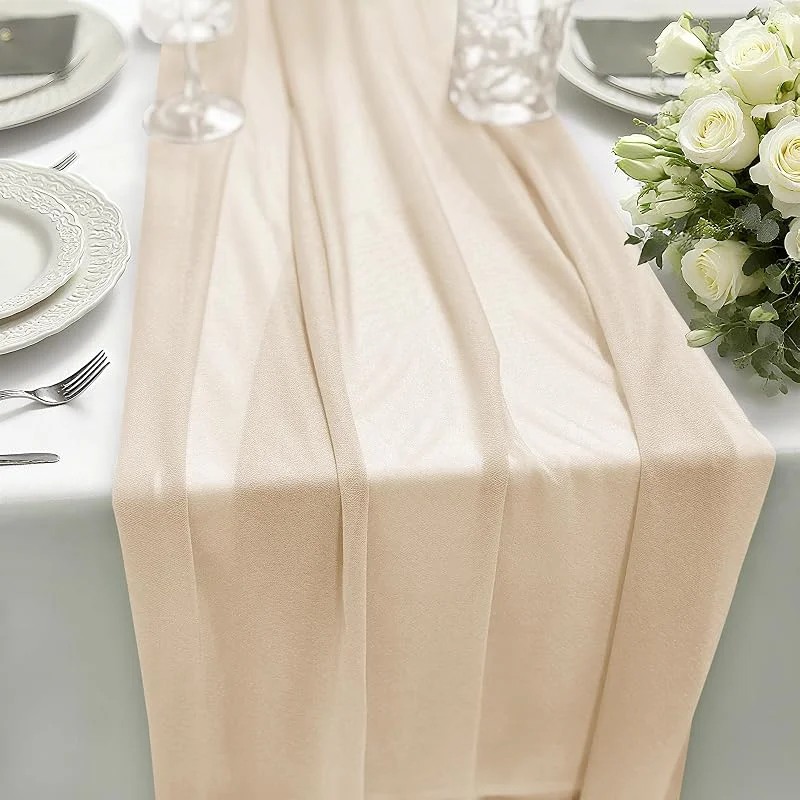 HiBeauty PRO Camino de Mesa de Gasa, Champán, 70 x 300 cm — Hogar y cocina