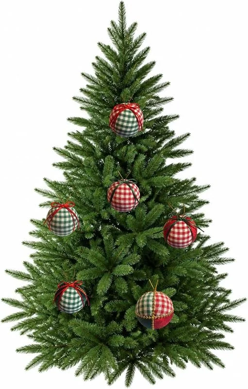 Visita la tienda de ERRE UNIVERSE Set de 6 Bolas de Navidad - Adornos Artesanales para Árbol Hechos a Mano en Terciopelo y Algodón con Detalles Dorados, Decoración Festiva Premium Hogar (Cuadros) — Decoracion Navidad