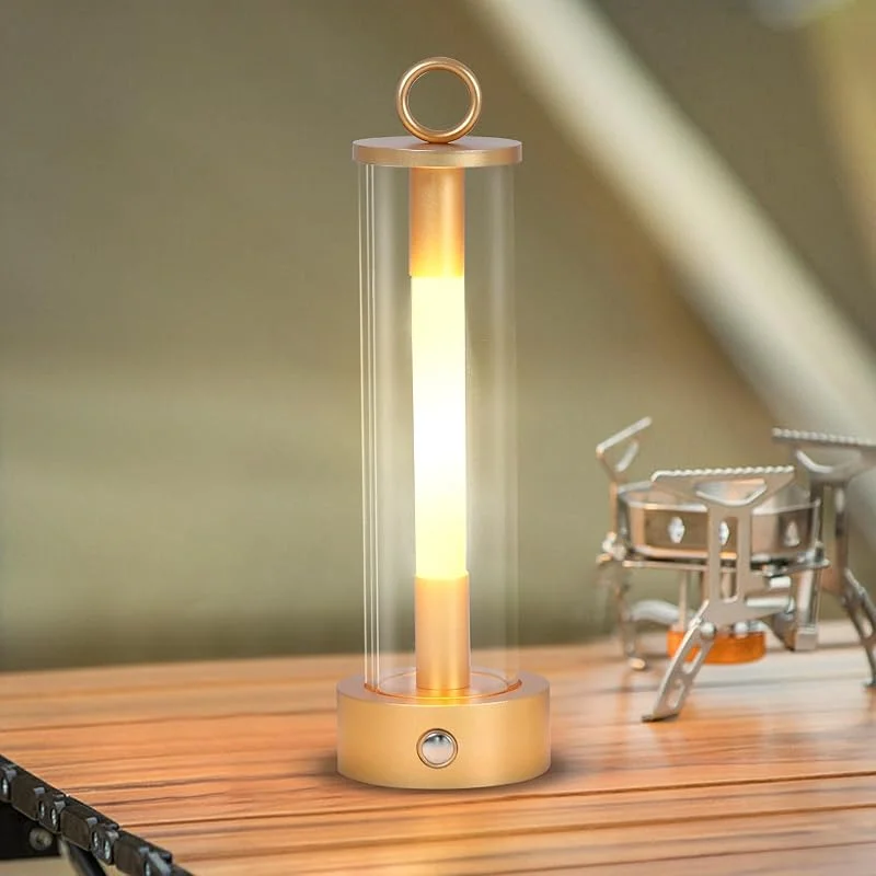 DESGNT Lámpara de mesa recargable para exteriores, lámpara de mesa inalámbrica para dormitorio, moderna lámpara LED táctil, regulable cálida, IP54 impermeable, luz nocturna portátil para interiores — Cena a la luz de velas