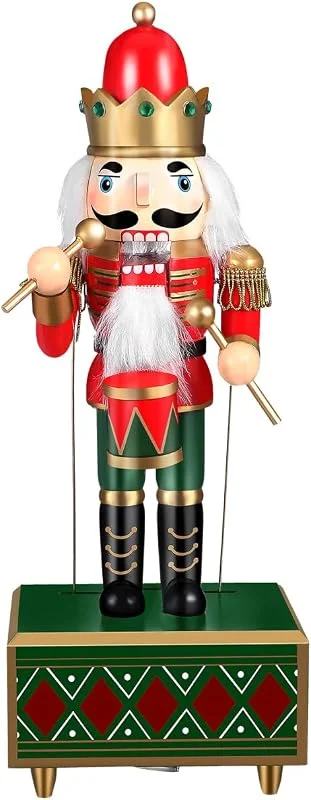 Visita la tienda de Cabilock Cabilock Caja de música tradicional de madera con diseño de soldado cascanueces, decoración festiva de Navidad, figuras de cascanueces de madera, caja de música de marionetas, adorno para festivales — Decoracion Navidad