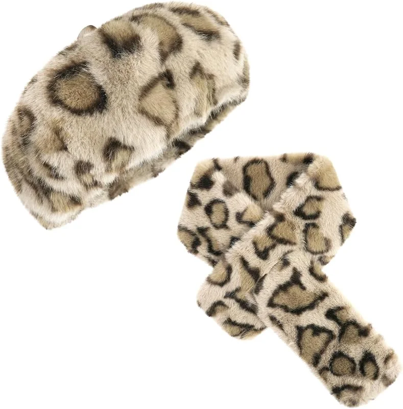 Visita la tienda de KRIPINC Conjunto Gorro y Bufanda Mujer con Estampado de Leopardo 2 en 1 — Ropa Navidad