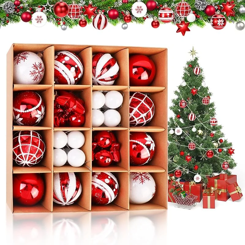 Visita la tienda de QKURT 42 Piezas de Bolas de Navidad, 6cm inastillable Colgante Bola de Navidad, Bolas de Navidad Colgantes Adornos para Árbol de Navidad, Decoración para el Árbol de Navidad para Fiestas de Navidad, Bodas — Decoracion Navidad