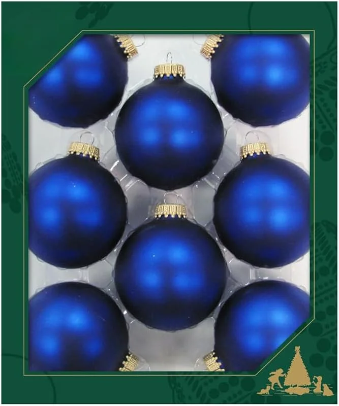 Dekohelden24 Lauschaer - Juego de 8 Bolas para árbol de Navidad, 6, 7 cm, con Corona Dorada + 50 Ganchos rápidos — Decoracion Navidad
