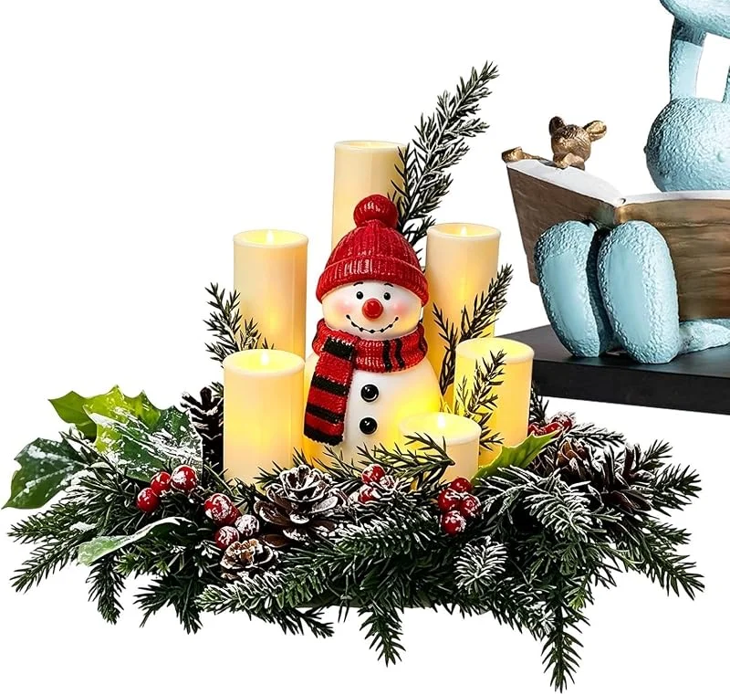 Genérico Centro Navideño Decorativo Iluminado para Mesa Decoración Estacional para — Cena a la luz de velas
