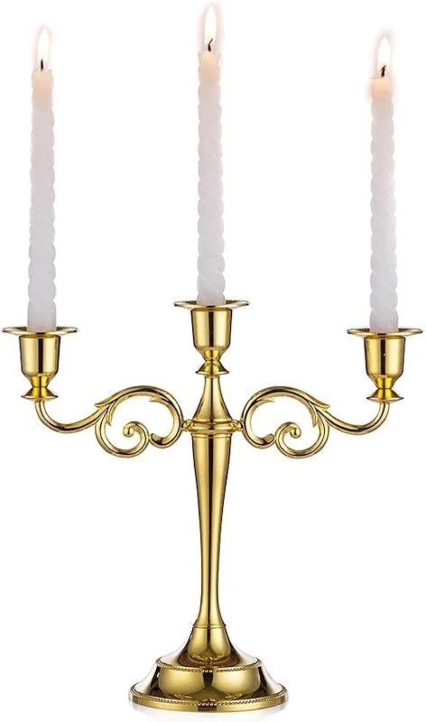 Visita la tienda de Sziqiqi Sziqiqi Candelero con 3 Cabezas para Bodas Candelero De Aleación De Zinc Candelero para Mesas Cenas con Velas Decoraciones para Hotels Ornamentos Decorativos, Oro — Cena a la luz de velas