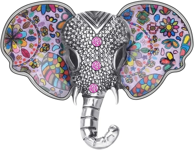 WEVENI Esmalte Vintage Elefante Broche Rhinestone Elefante Pinos Joyería para las Mujeres Niñas Vestido de Damas Accesorios Regalo — Ropa Navidad