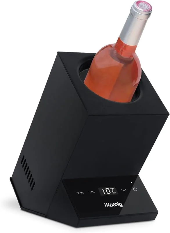 Visita la tienda de H.Koenig H.Koenig Enfriador de Vino LVX26, Refrigerador para Botellas de Vino Blanco, Tinto, Rosado y Champagne, Temperatura Ajustable 5–18°C, Control Digital, Sistema Termoeléctrico, 72W — Vino y mesa festiva