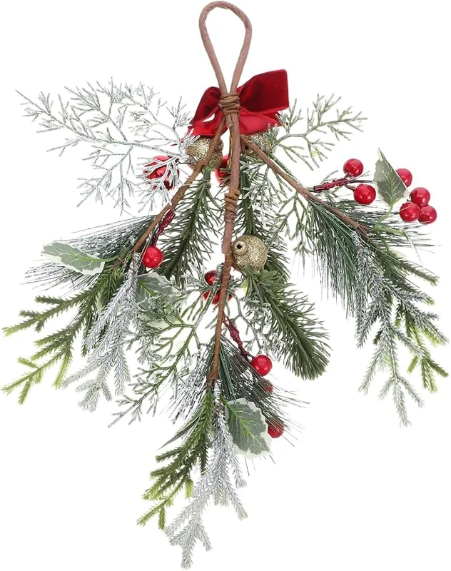 Visita la tienda de OFFSCH Guirnalda de Navidad con Bolas Doradas y Bayas Rojas, de Puerta Artificial, Material de PVC, decoración de Pared para Interior y Exterior — Decoracion Navidad