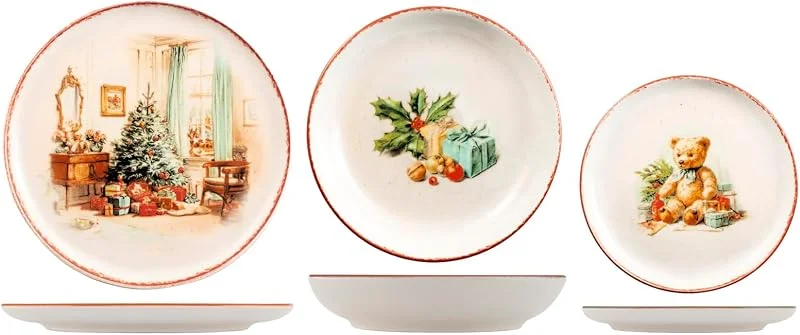 H&H Xmas Memories - Vajilla navideña de 18 piezas — Adviento y mesa