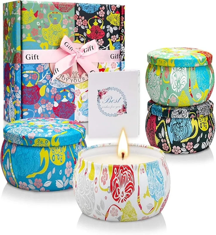 YMing Velas aromáticas para Mujer, Juego de 6 Velas Aromática Perfumadas de Soja Natural, Regalos Originales para Donne, Velas Decorativas para Madre, Novia, Madre, Valentín, Cumpleaños (Viola) — Cena a la luz de velas