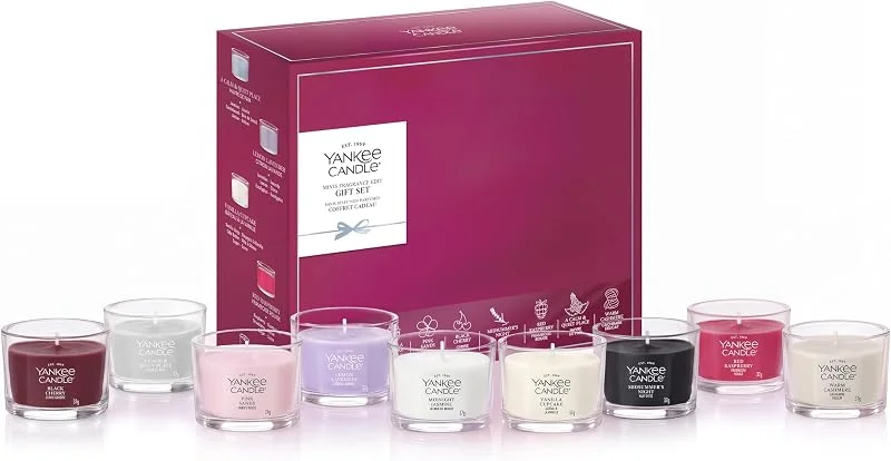 Visita la tienda de Yankee Candle Yankee Candle Set de regalo de 9 velas aromáticas minivelas votivas aromáticas, Mezcla de cera de soja, Regalos perfectos para mujeres — Cena a la luz de velas