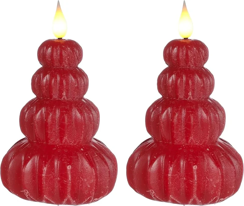 Comforder 2 Velas LED Árbol de Navidad, Cera Real (Burdeos) — Luces Navidad