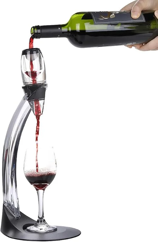Visita la tienda de NK NK Set de Decantador de Vino + Soporte - Aireador de vino con filtrado, Material Acrílico, Filtro Incorporado, Incluye Soporte para Copa de Vino y Bolsa de tela, Altura de 41 cm, Color Negro — Vino y mesa festiva
