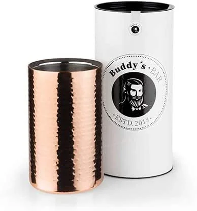 Visita la tienda de Buddy´s Bar Enfriador de Botellas de Vino o champán, de Acero Inoxidable, 12 x 19 cm, diámetro Interior de 10 cm, Enfriador de Vino Adecuado para Botellas de 0, 7-1, 5 L, Cobre Martillado — Vino y mesa festiva