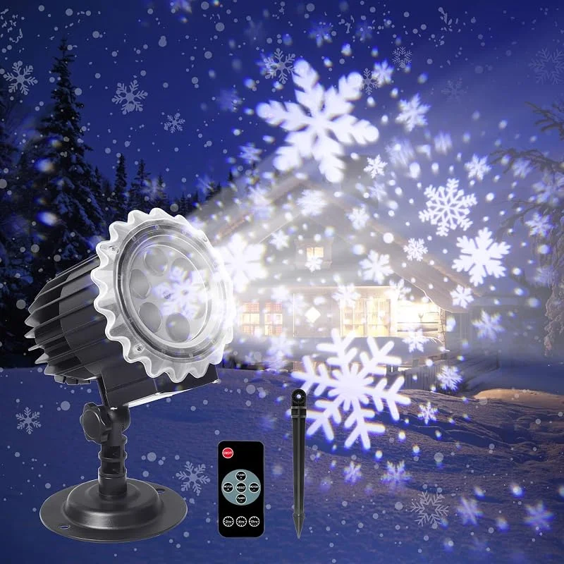 ROVLAK Proyector Navidad de Copos de Nieve, Lámpara Proyector Luces Navidad Exterior Interior con Control Remoto, Temporizador Automático, Impermeable Proyector Luces para Decoración de Navidad