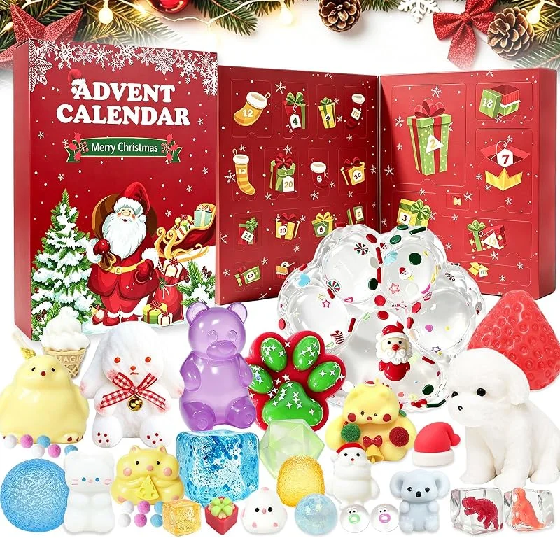 HJQam Squishy Calendario de Adviento Navidad, 24 Piezas Squishy Fun Box Set Regalo — Adviento y mesa