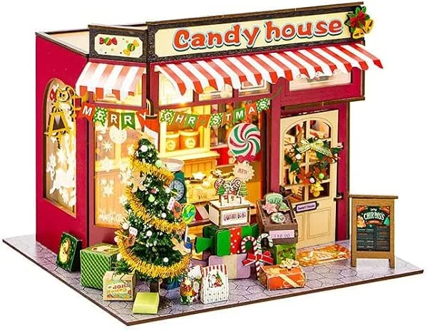 Visita la tienda de Genérico Casa Miniatura de Dulces de Navidad DIY Kit de Madera con Luces LED — Decoracion Navidad