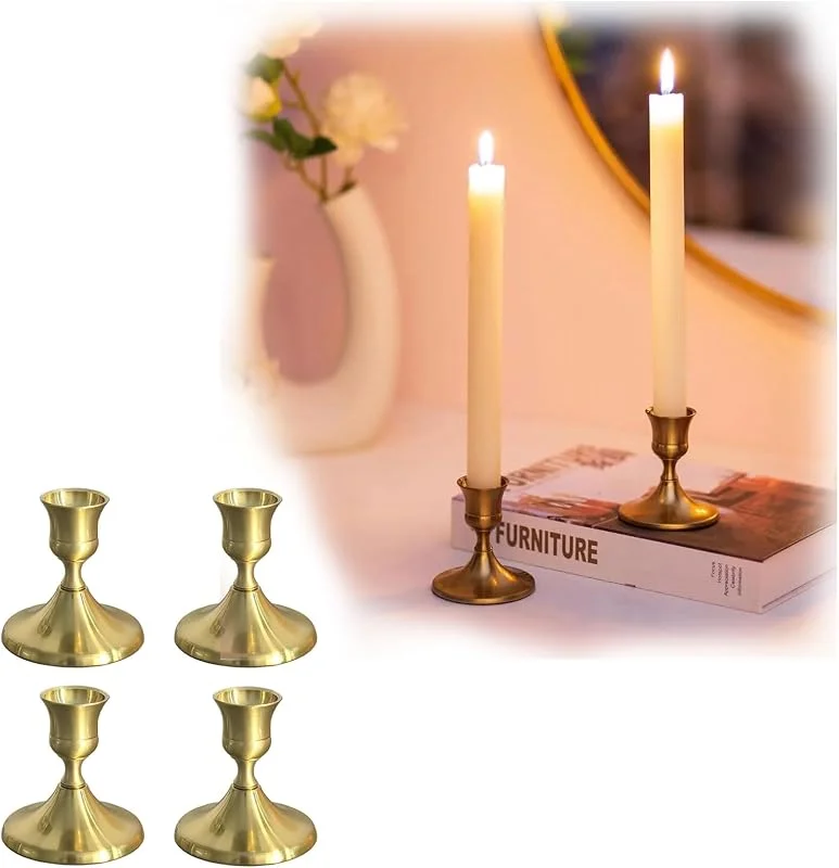 Visita la tienda de Furforstk portavelas Navidad 4 Piezas candelabros para Velas, Porta Velas, candelabro, portavelas Decoracion, Candle Holder para decoración de Fiestas, Bodas, Navidad, SPA y Regalos (2, 2 cm, Oro) — Adviento y mesa