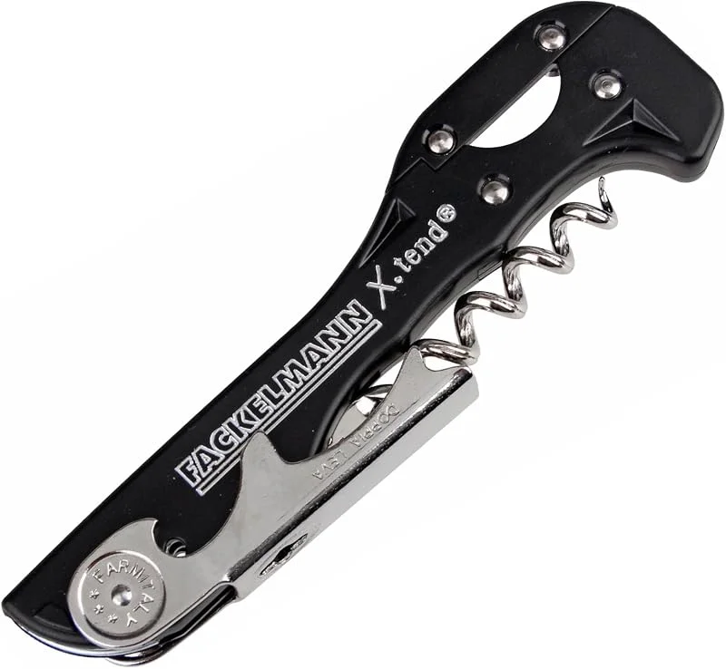 Visita la tienda de Fackelmann Fackelmann Sacacorchos de Camarero con Corta Cápsulas, Sacacorchos Manual, Sacacorchos Clásico, Accesorios para Vino, Abridor de Botellas, ABS y Acero Inox, Color Negro, 13x3, 6 cm, 1 ud. — Vino y mesa festiva
