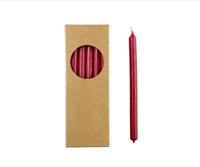 ukiyo Velas de varilla, 20 unidades, altura: 17, 5 cm, diámetro: 1, 2 cm, varios colores, duración de combustión, 3 horas, Adviento, Navidad, color: rojo antiguo — Cena a la luz de velas