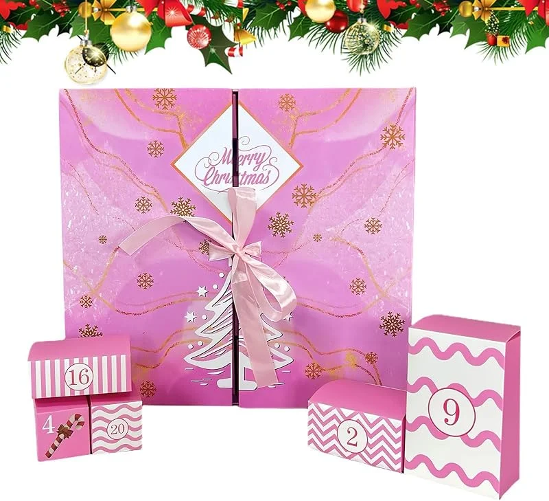 Jvjggag Calendario De Adviento Rellenable Cuenta Atrás Decoración Navideña Vacía 24 — Adviento y mesa