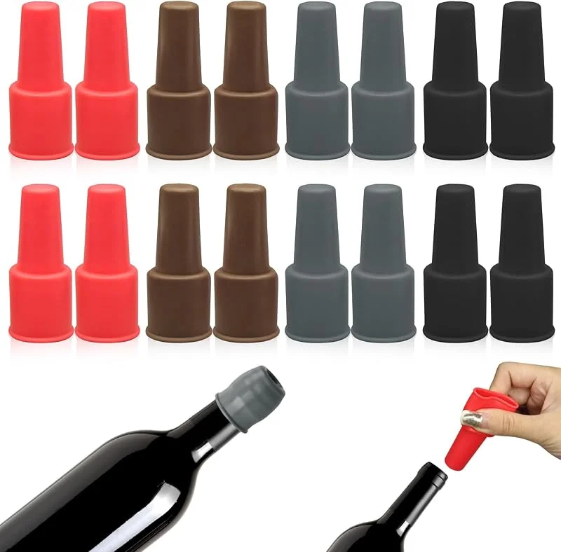 CANIPHA 16 tapones de silicona para botella de vino, tapón de silicona para botella de vino, tapón de vino elástico, tapón reutilizable para botella de vino espumoso, tapón para botella de vino espumoso para — Vino y mesa festiva