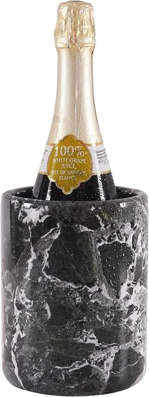Visita la tienda de Radicaln Enfriador de vino de mesa de mármol hecho a mano - 5 x 5 x 6, 5 pulgadas de alto - Decoración portátil para el hogar y la cocina, enfriador de champán negro, ideal para utensilios y jarrones — Vino y mesa festiva