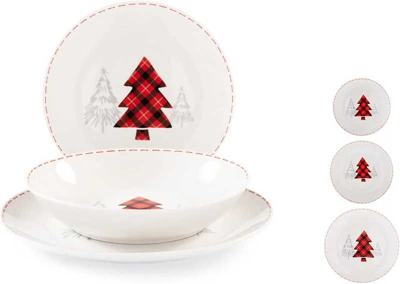 Home Forest - Juego de vajilla Coupe de 18 piezas, porcelana — Adviento y mesa