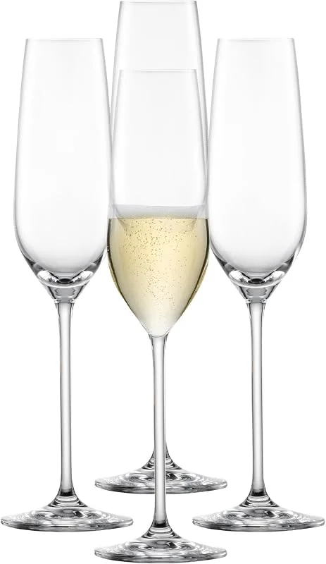 Visita la tienda de Schott Zwiesel SCHOTT ZWIESEL Copas de champán Fortissimo (set de 4), elegantes copas de champán con punto de espuma, copas de cristal Tritan aptas para lavavajillas, fabricadas en Alemania (art. nº. 123686) — Vino y mesa festiva