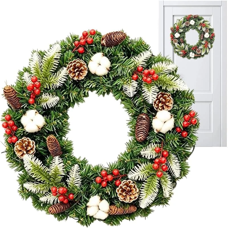 Generic Corona de bayas de pino, vegetación realista de Navidad, puerta — Decoracion Navidad