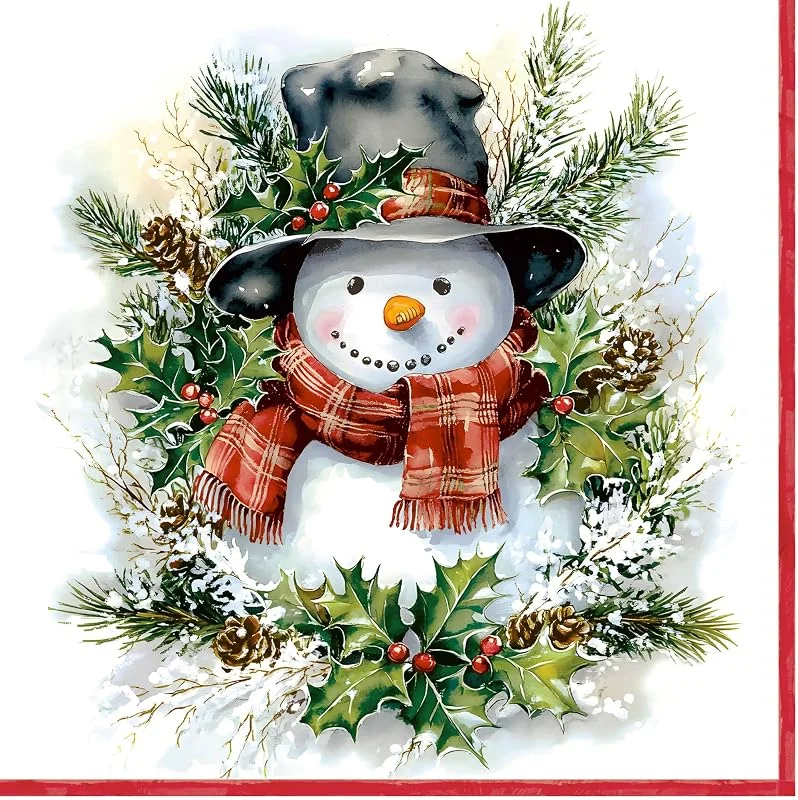ti-flair Servilletas de papel, 33 x 33 cm, 3 capas, con diseño de muñeco de nieve — Adviento y mesa