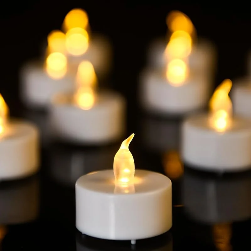 Biyanuo Velas LED de té, 24 unidades, sin llama, sin batería, velas de té — Cena a la luz de velas