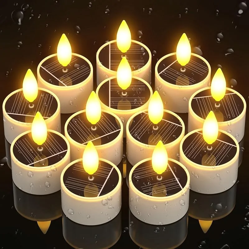 Visita la tienda de PChero PChero 12pcs LED velas solares al aire libre a prueba de agua, recargable de la batería de las luces del té velas parpadeante para Jardín Linterna Camping Decoración del hogar — Cena a la luz de velas