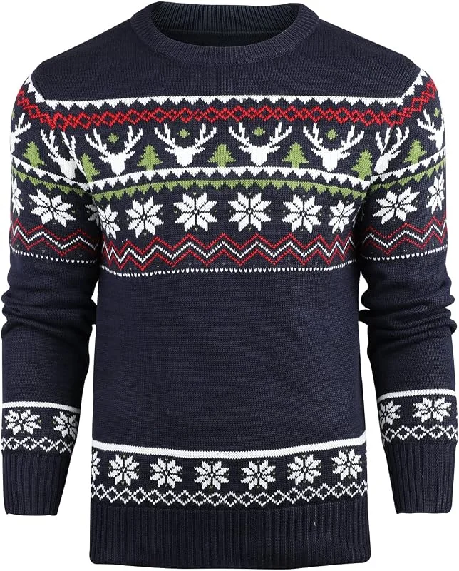 Visita la tienda de Danfiki Suéter para hombre, cuello redondo, suave, casual, de punto, clásico, para Navidad, invierno, suéter cálido — Ropa Navidad