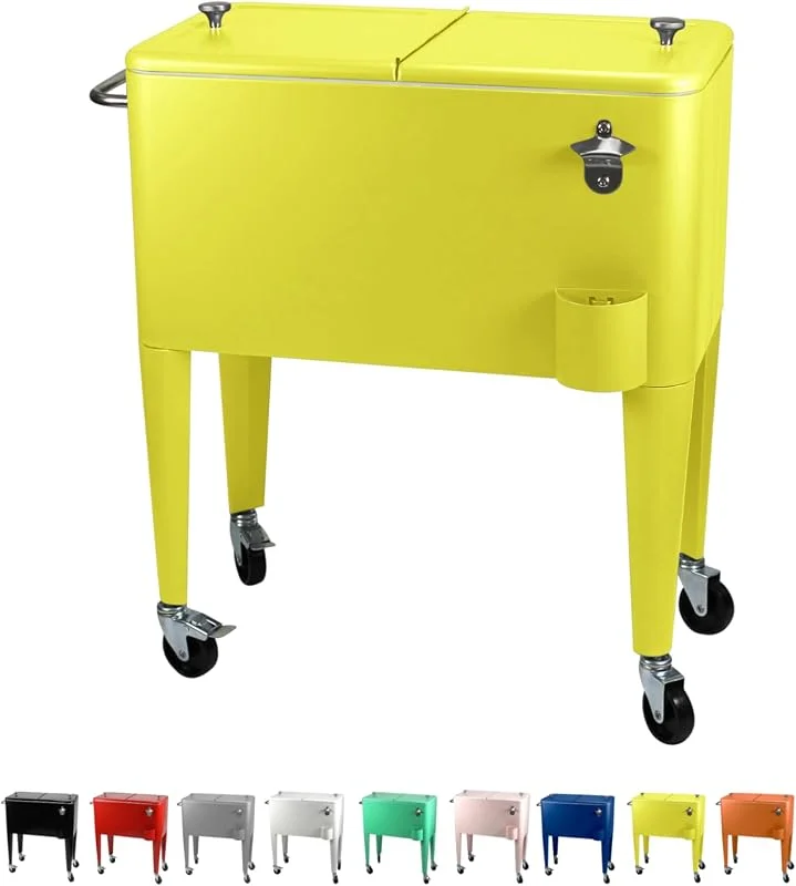 KAILUA COOLER Serve Cool Drinks Kailua Cooler Carrito Nevera con Ruedas para Bebidas, Jardín y Terraza — Vino y mesa festiva