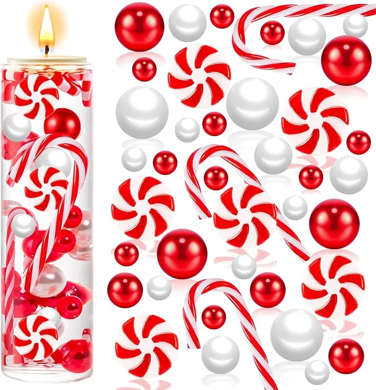 ZHWKMYP 120 Rellenos de jarrón de Navidad, decoración de bastón de Caramelo Blanco y Rojo, Rellenos de jarrón de Navidad para decoración de Mesa del hogar — Adviento y mesa