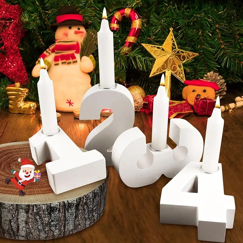 Ntwdby 4 portavelas con números de Adviento, 1-4 números, 1-4 números de portavelas, corona de Adviento, portavelas de madera para Adviento, Navidad, decoración de velas de casa — Adviento y mesa