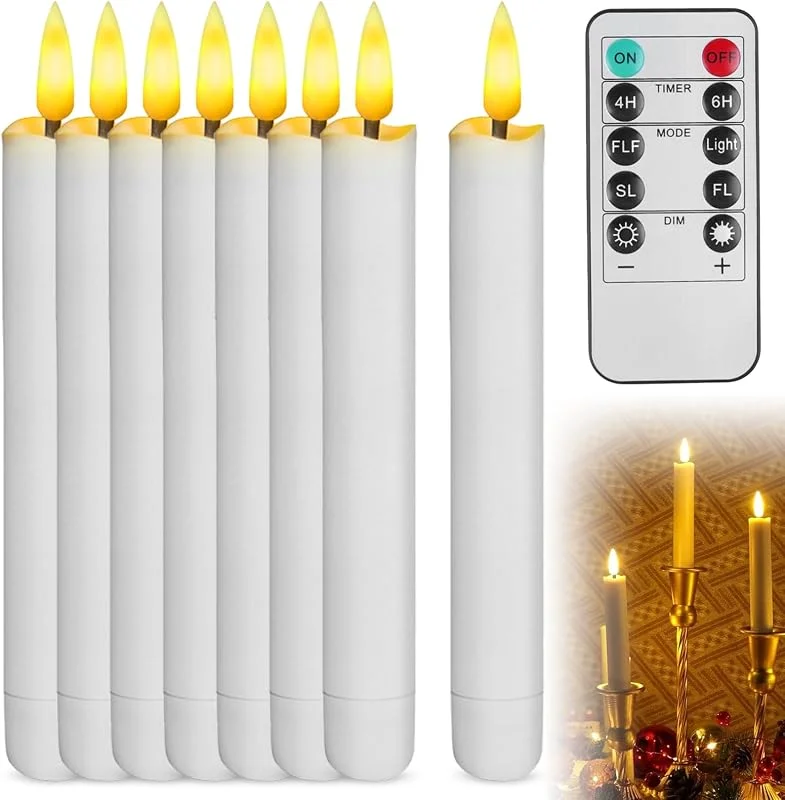 HOSPAOP Velas LED con función de temporizador, 8 unidades de velas eléctricas, llama parpadeante con mando a distancia, 16, 5 cm, velas de plástico sin llama, funcionan con pilas para Navidad, bodas y — Cena a la luz de velas