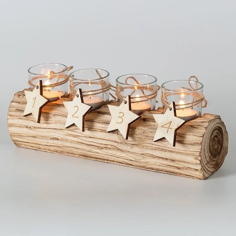Romadedi Portavelas de Adviento, Set de 4 para Velas Ø 6 cm, Plateado — Adviento y mesa