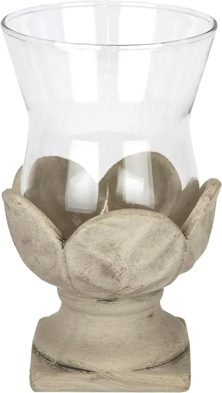 Flair Flower Portavelas con Cristal y Terracota, Aspecto Antiguo, portavelas para terraza, jarrón Decorativo, decoración de jardín, Navidad, farolillo, Objeto Decorativo, jarrón de Trofeo, Accesorio — Cena a la luz de velas