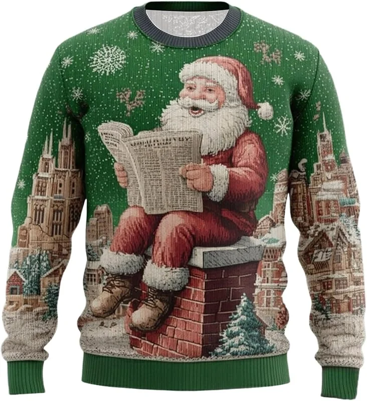 PINTUTU Ugly Christmas Jersey de Navidad para Hombre Feo Jersey navideño Encantador Jesús Estampado Jersey de fantasía con Motivo navideño cálido Fiesta de Navidad Sudadera con Capucha Suave — Ropa Navidad