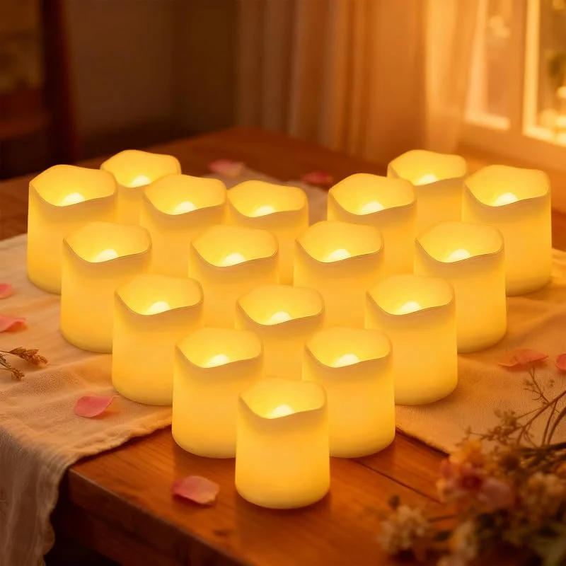 AONAT 24 velas LED de cera sin llama que funcionan con pilas, Luces de Té Sin Llama, Velas Artificiales realistas, para bodas, fiestas, vacaciones, Halloween, Navidad, decoración del hogar al aire libre — Adviento y mesa