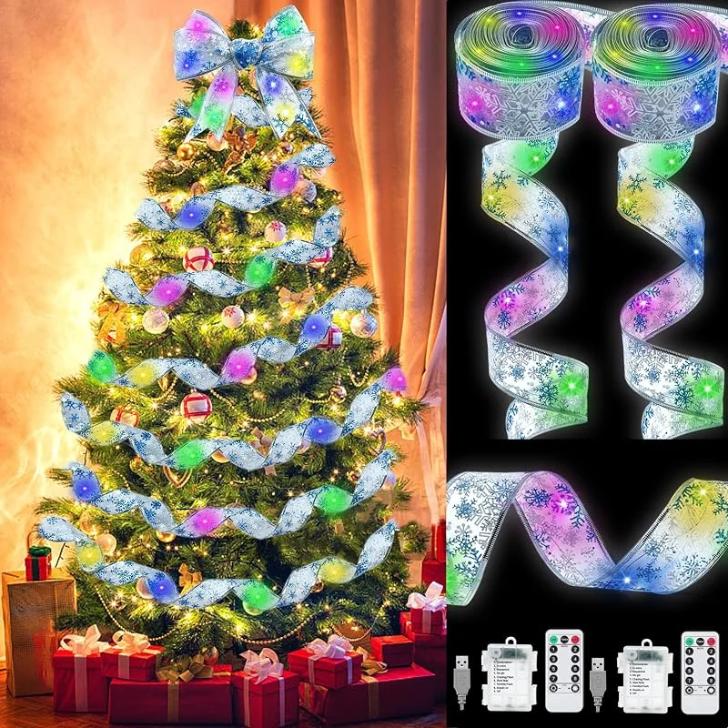YeahBoom 2PCS Luces de Navidad Exterior, 2×6M 60 LED Luces de Cadena de Hadas, Lámpara Decorativa de Árbol, Lámpara de Cinta, Iluminación para Interiores y Exteriores, Jardín, Terraza — Luces Navidad